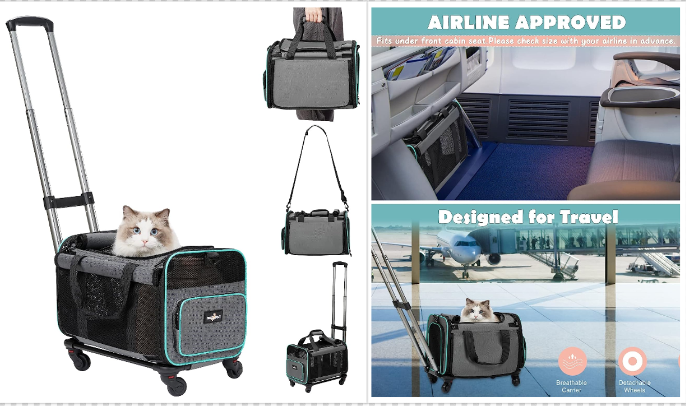 Rolling Pet Carrier with Wheels for United Airlines